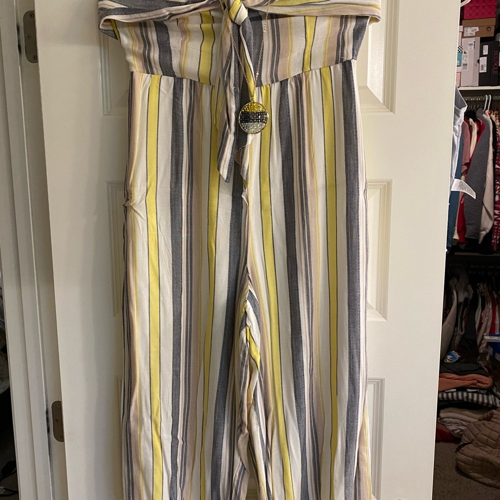 Striped Strapless Jumpsuit